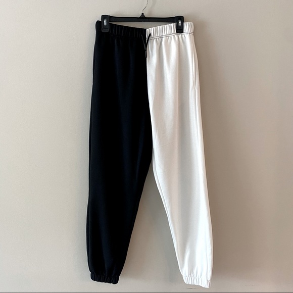 Topshop | Black + White Split Sweatpants | Size Small | NWT - Picture 1 of 7